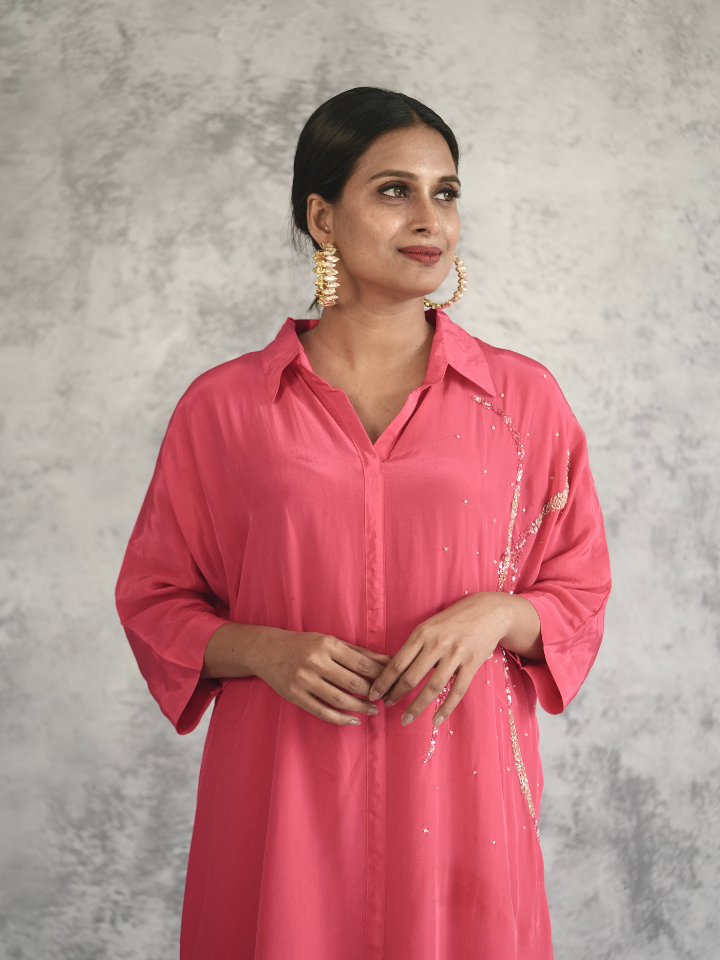 Embellished Collar Kaftan Kurta