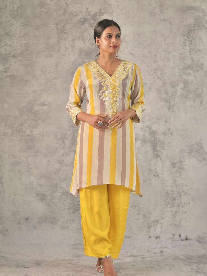 Sunbeam Striped Embroidered Kurta Set