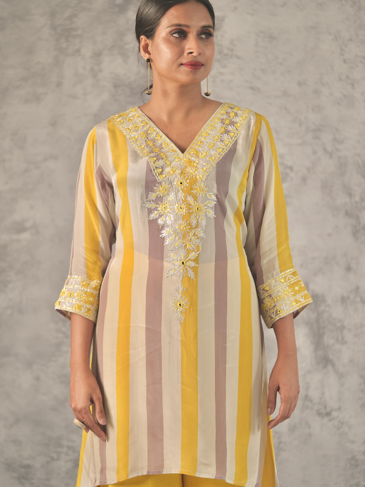 Sunbeam Striped Embroidered Kurta Set