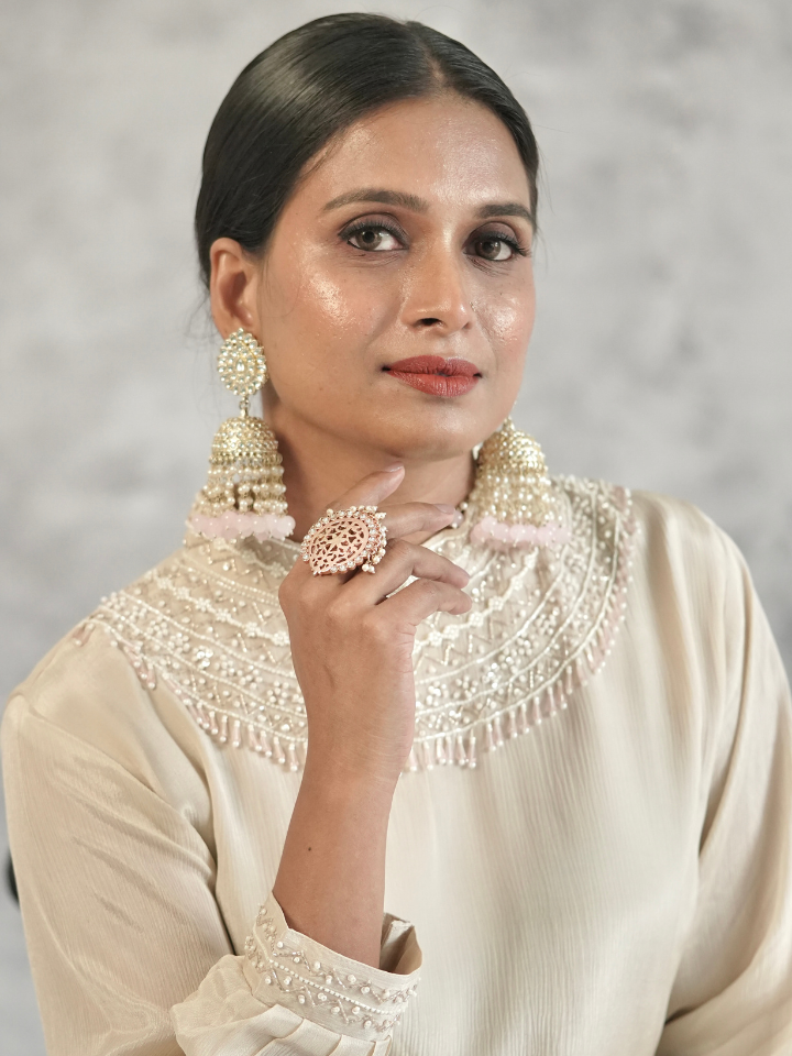 Embellished High-Neck Kurta Set