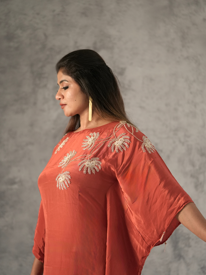 Rust Palm Embroidered Co-ord Set