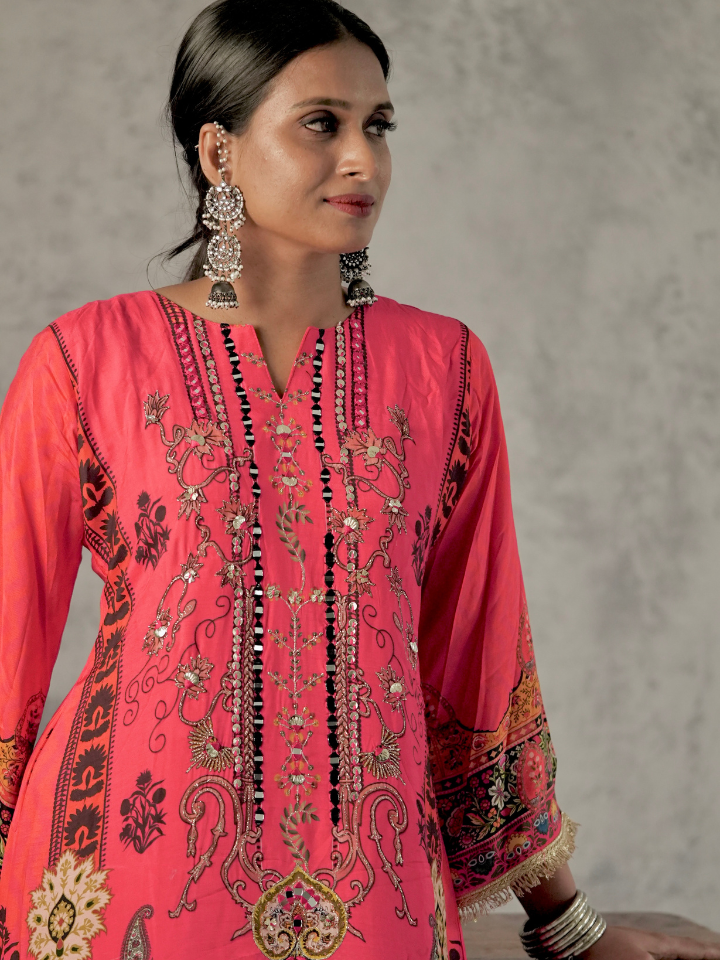 Coral Printed Straight Kurta