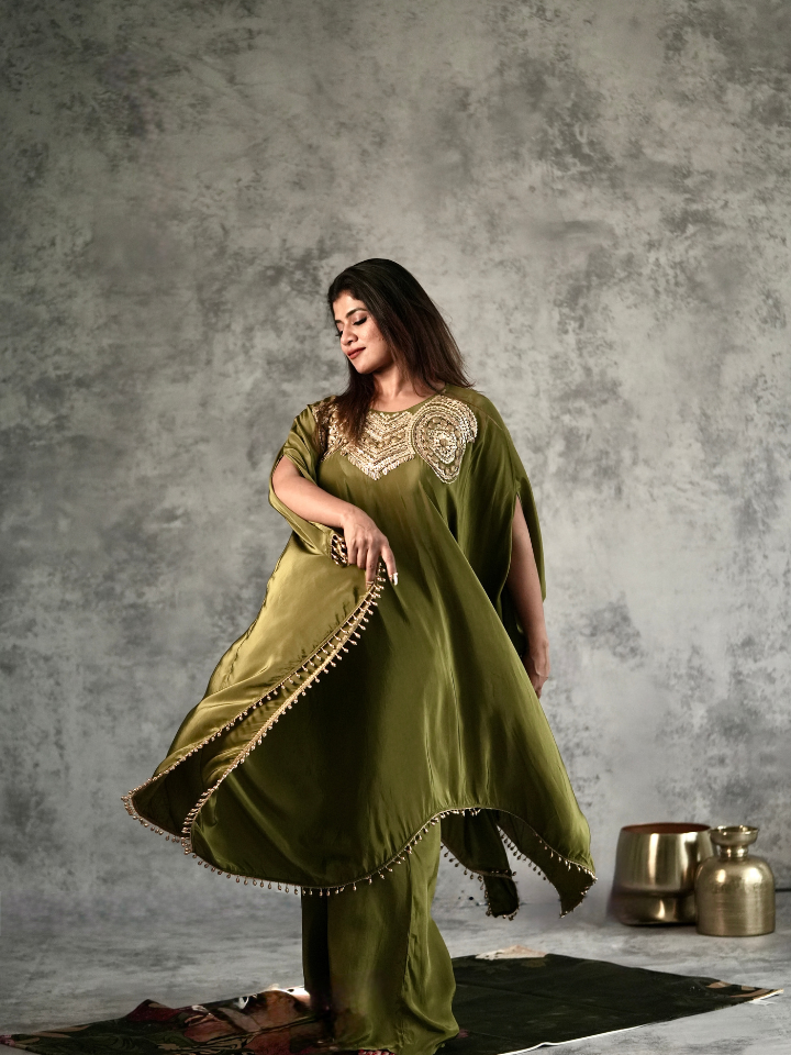 Coin Embellished Kaftan Dress