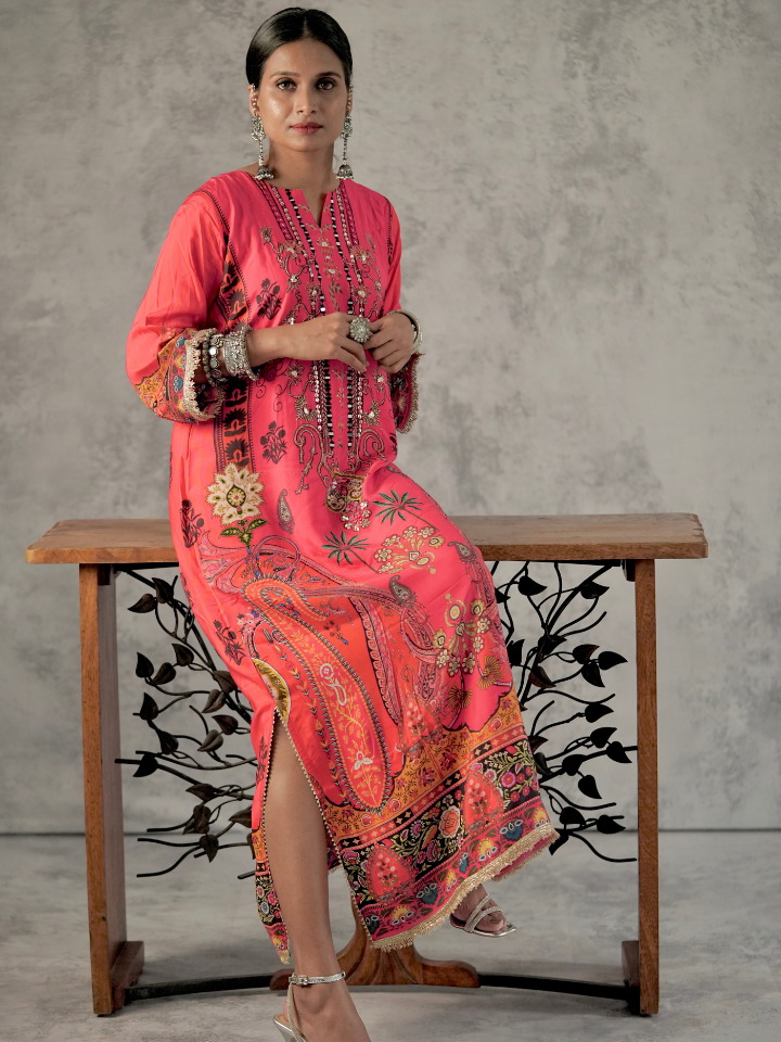 Coral Printed Straight Kurta
