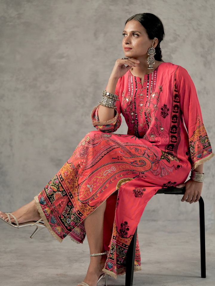 Coral Printed Straight Kurta