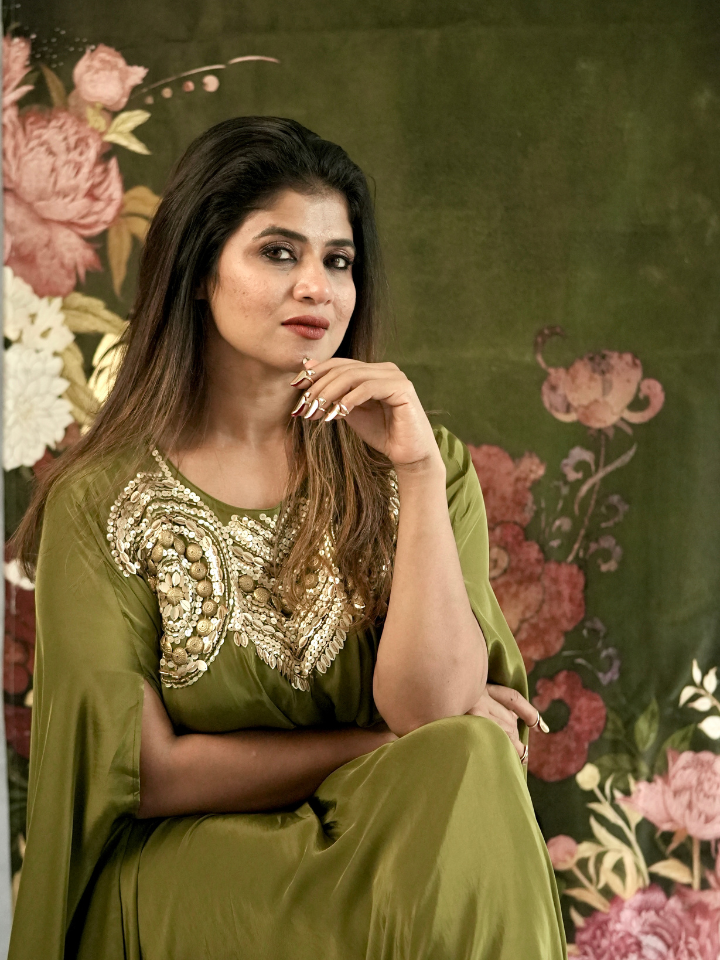 Coin Embellished Kaftan Dress
