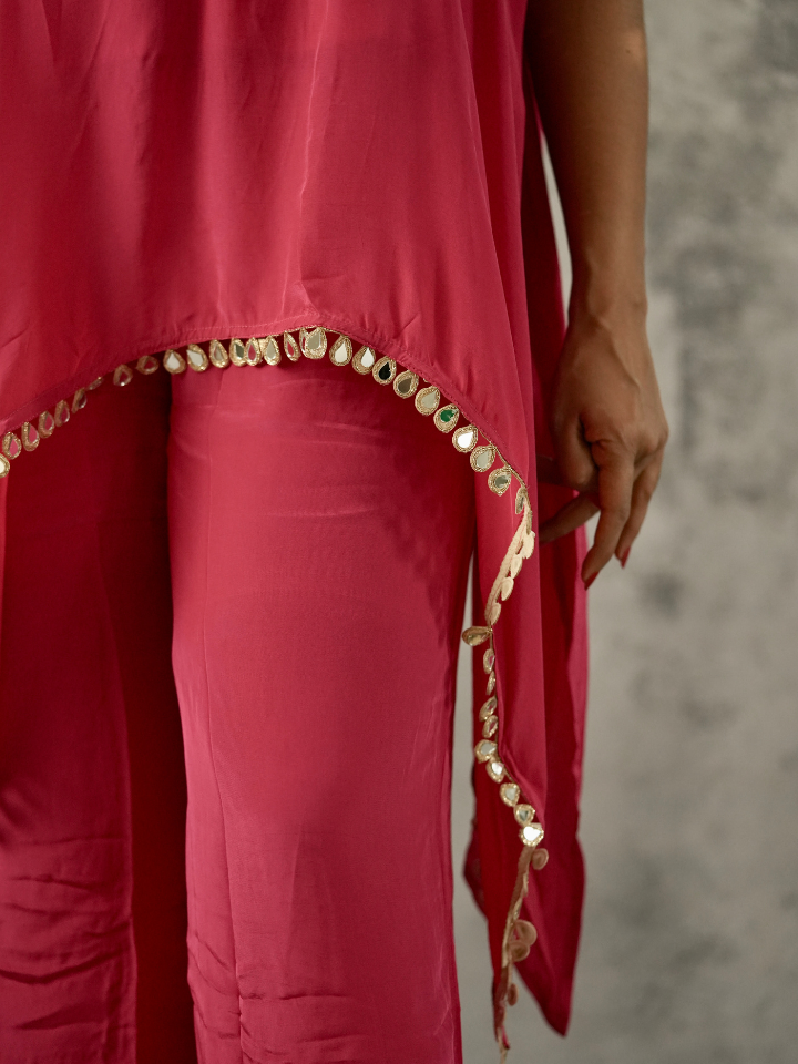 Fuchsia Chain Embellished Kaftan Co-ord Set