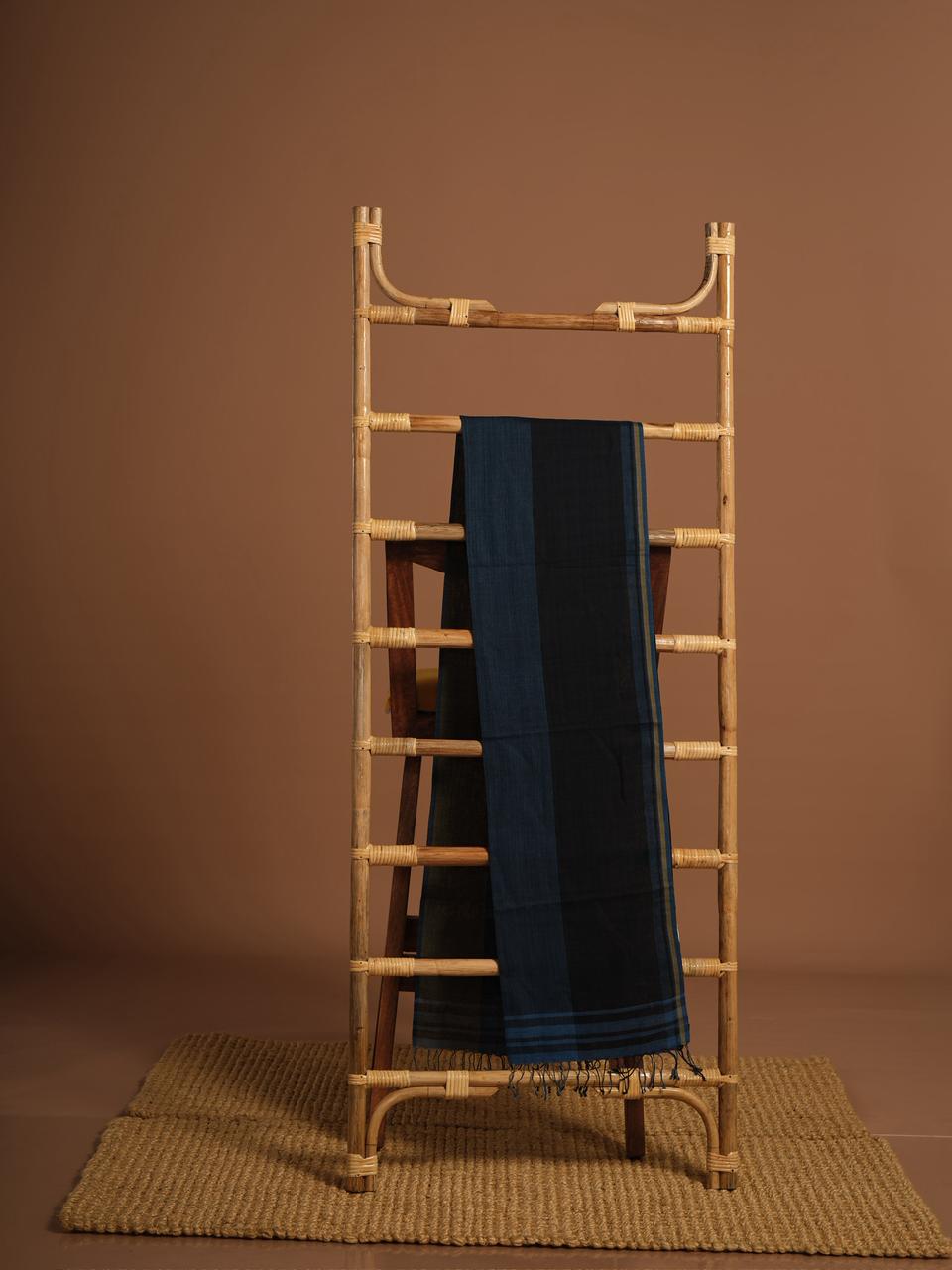The Earthy Indigo Striped Cotton Stole