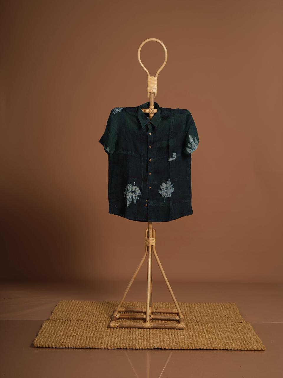 Organic Cotton Button-Up Shirt – Handcrafted Natural Dye Floral Print