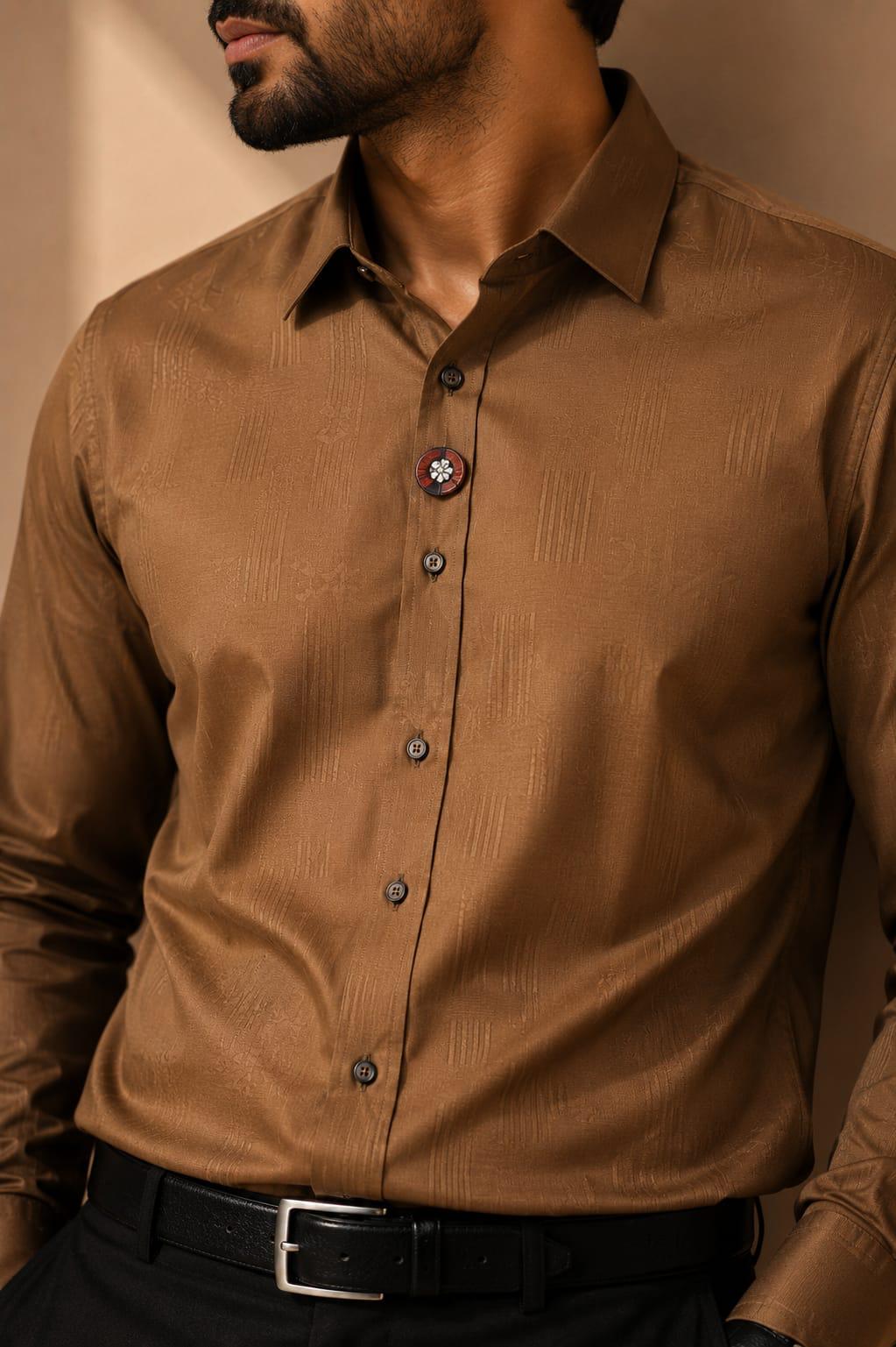 Textured Luxe Shirt Brown