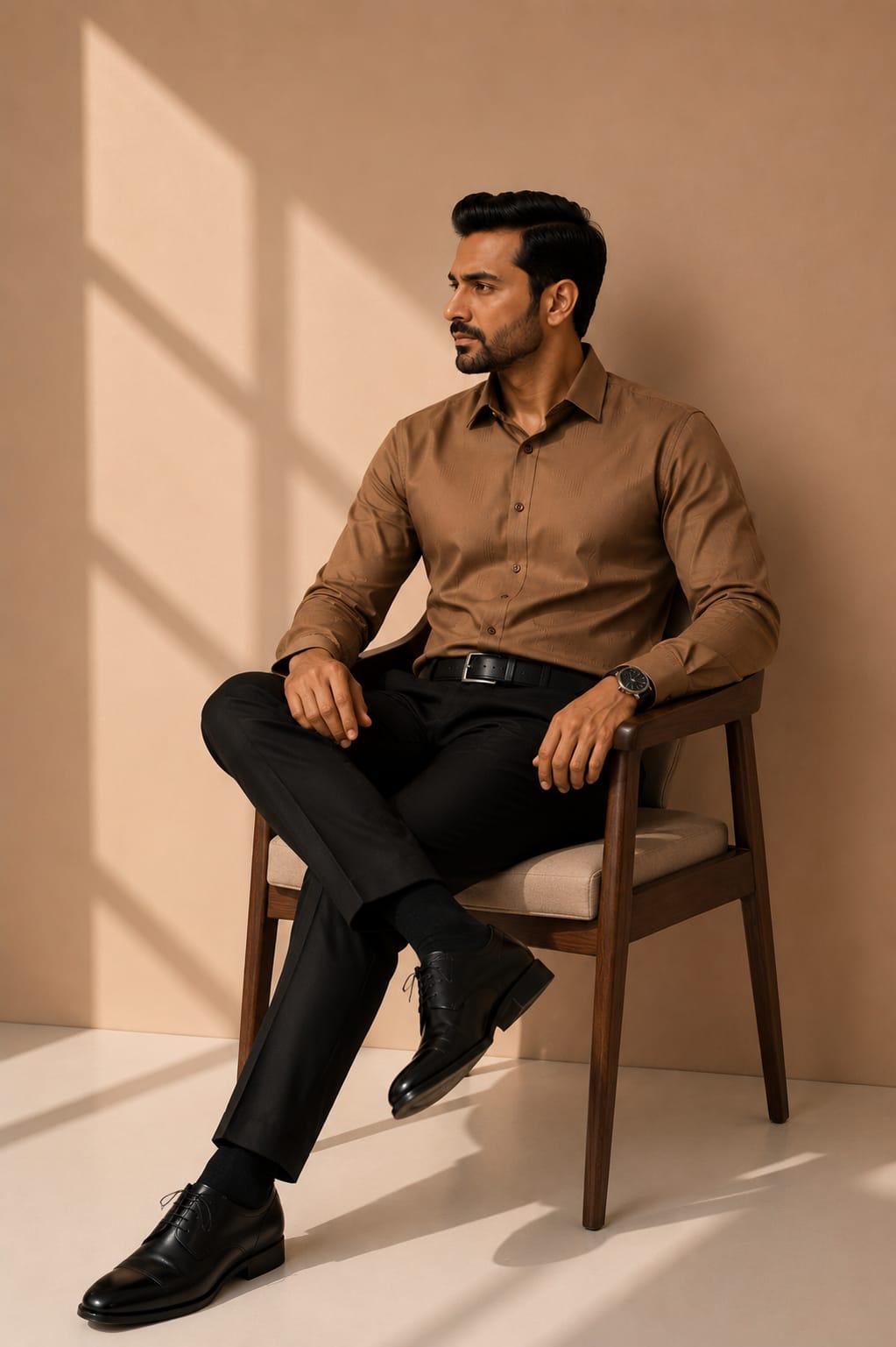 Textured Luxe Shirt Brown