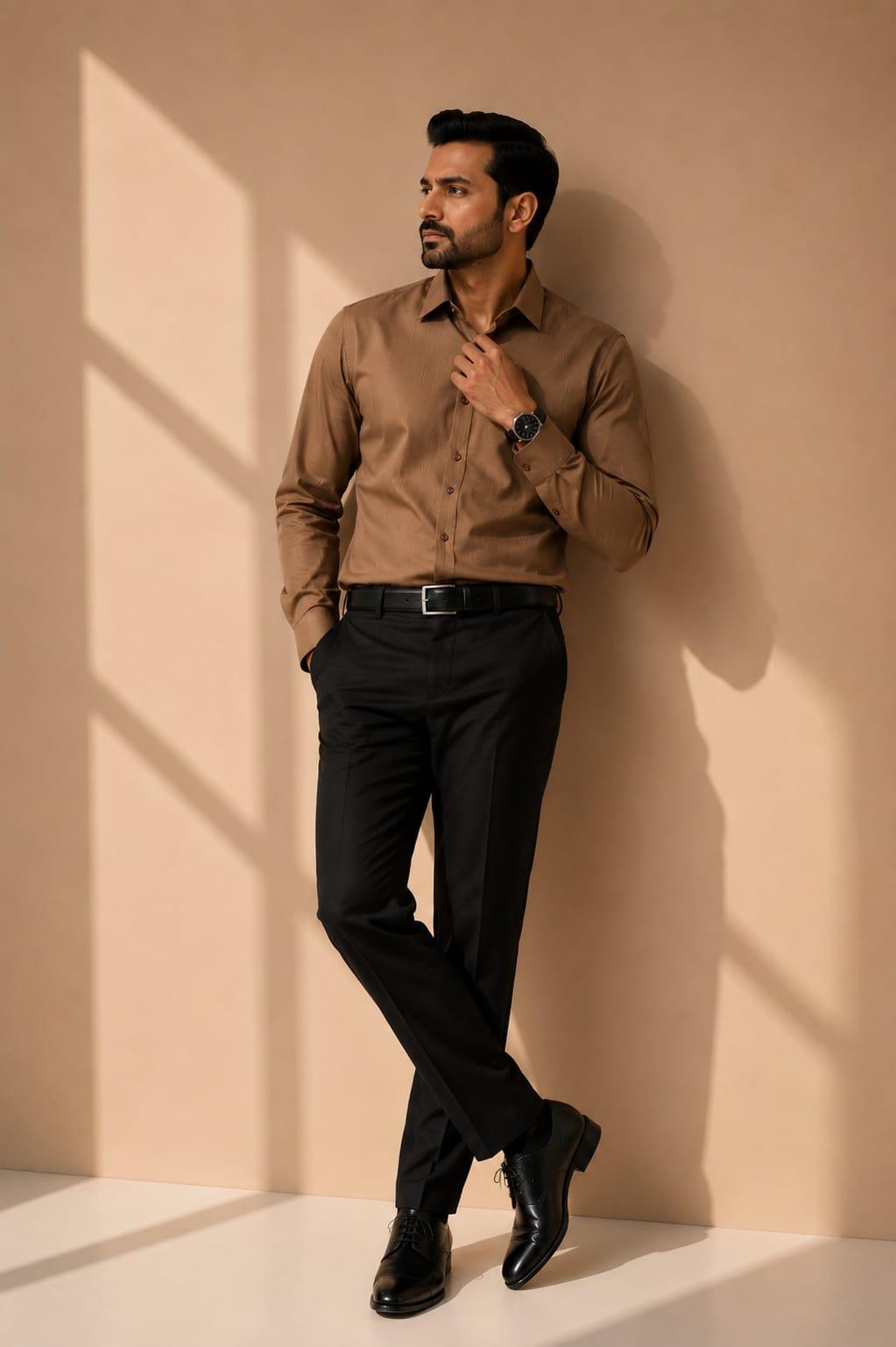 Textured Luxe Shirt Brown