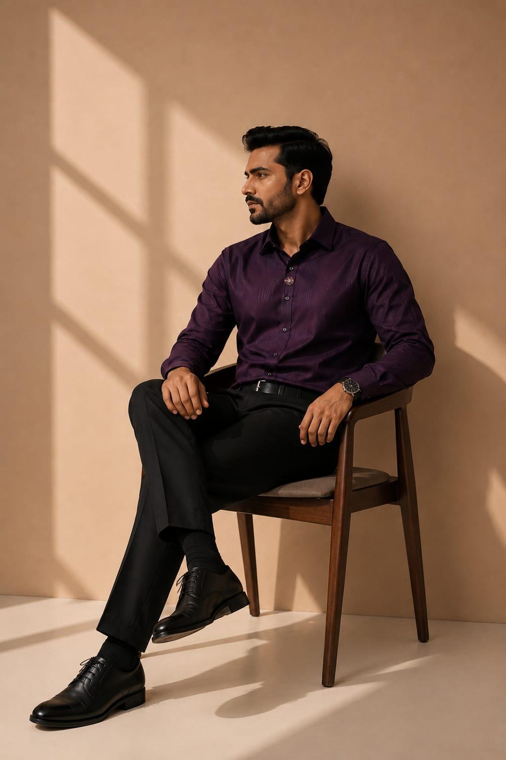 Textured Luxe Shirt Wine
