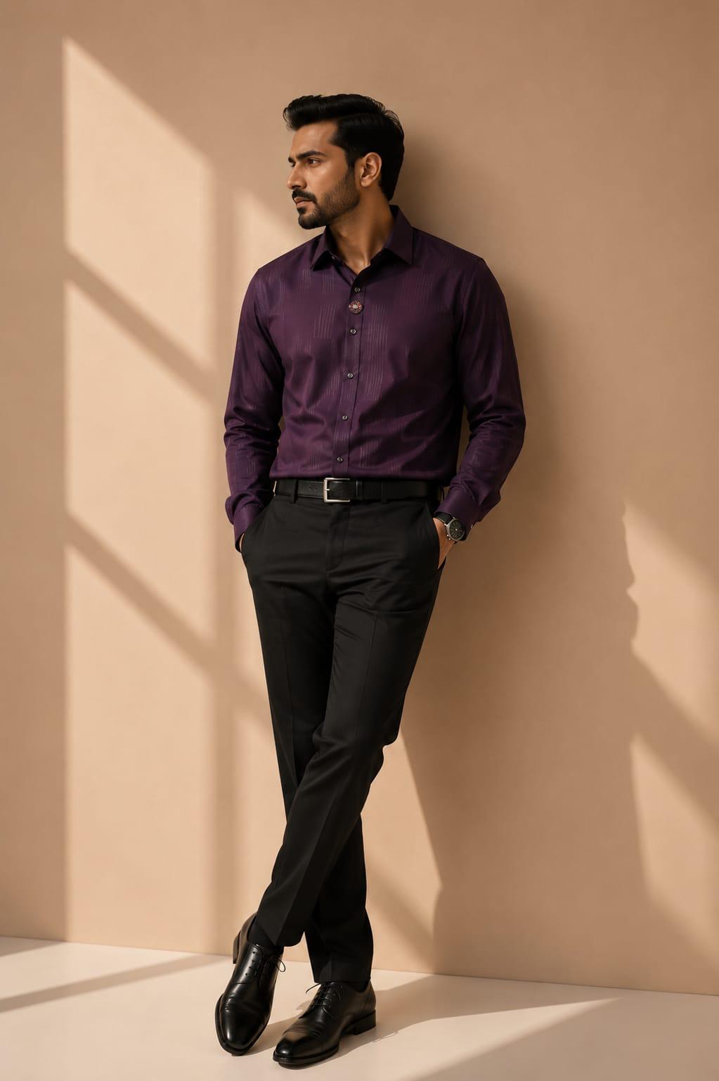 Textured Luxe Shirt Wine